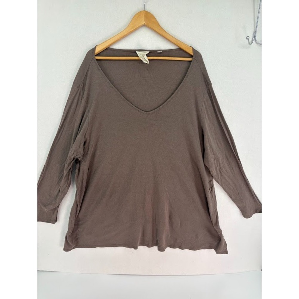 Avenue Women's Size‎ 30 Plus Size Luxe Tunic Brown Long Sleeve Cotton